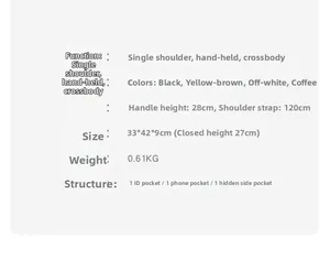 Detailed size chart and specifications for the large capacity vintage folding tote bag