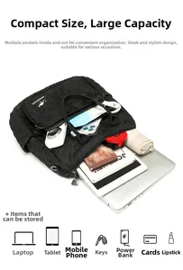 Top view of quilted nylon backpack interior showing high capacity for laptops and tablets