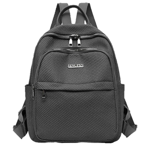 Sac à dos en nylon gris foncé à grande capacité avec texture tissée et poche avant