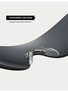 Detail view of comfortable silicone nose pads and metal frame on Y2K sunglasses