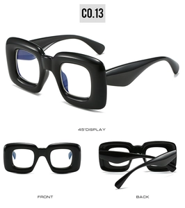 Vues multiples de lunettes à monture carrée épaisse tendance en noir brillant C0.13