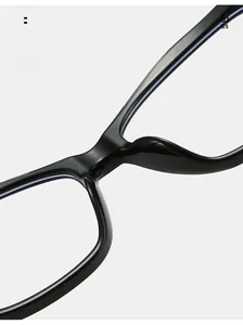 Macro shot of comfortable integrated nose pads on black cat-eye TR90 eyeglass frames