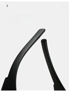 Detail of matte black curved sunglasses legs showing ergonomic design and comfort