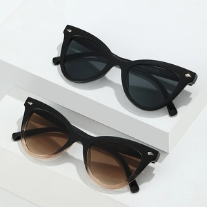 Lunettes de soleil œil-de-chat chics avec flèches argentées sur support géométrique