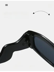 Gros plan sur la charnière durable et la monture noire brillante des lunettes de soleil