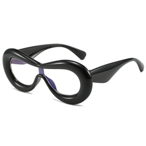 Monture de lunettes oversize noire en PC avec design ondulé et style esthétique Y2K