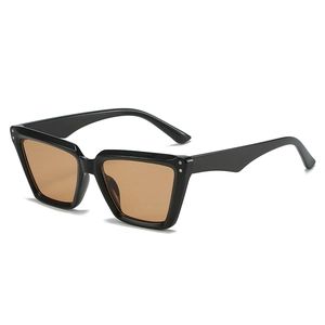 Klassische schwarze Katzenaugen-Sonnenbrille mit braunen Gläsern für Damen