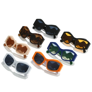 Lunettes de soleil géométriques à monture épaisse et branches ondulées en couleurs