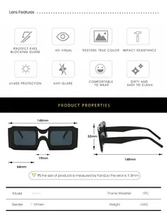 Tableau des tailles détaillé et spécifications techniques des lunettes de soleil PC