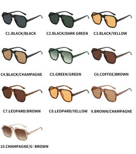 Detailed grid showing 10 color variants of vintage oversized geometric sunglasses with UV400