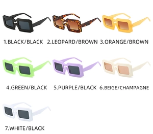 Collection de lunettes de soleil carrées à double pont en sept montures colorées