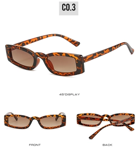 Three-angle display of retro tortoiseshell rectangular sunglasses with brown lenses
