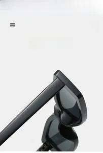 Detail view of high-quality metal hinges on black square frame minimalist sunglasses