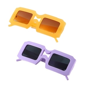 Lunettes de soleil rétro carrées à double pont en coloris jaune et lilas
