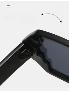 Detail of durable reinforced metal hinges on polygon frame sunglasses with polished finish