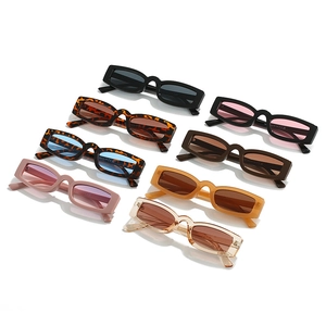 Chic small rectangular square sunglasses with multiple trendy colors and UV protection