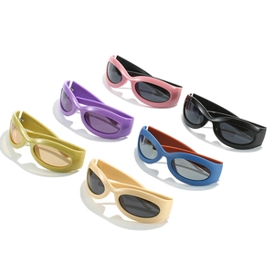 Y2K sporty oval sunglasses collection in six vibrant colors with thick resin frames