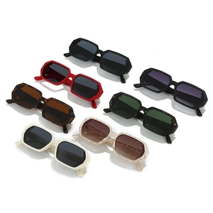 Chic polygonal small frame sunglasses in six colors including black red and tortoiseshell