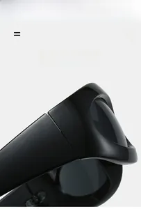 Detail of ultra-light flexible hinges on black polished Y2K style sports sunglasses