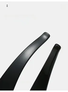 Detail view of the ergonomic curved mirror legs on these glossy black Y2K sports sunglasses