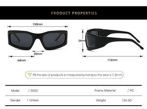 Spécifications de taille pour lunettes de soleil de sport unisexes avec monture en PC
