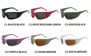 Aperçu matriciel de six variantes de lunettes de soleil de sport au style Y2K
