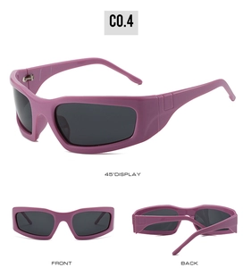 Vues détaillées de lunettes de soleil de sport violettes avec verres polarisés