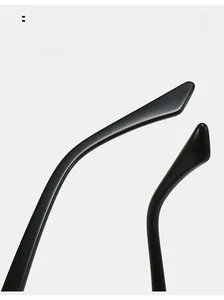 Detailed macro view of black sunglasses temples with curved ergonomic design