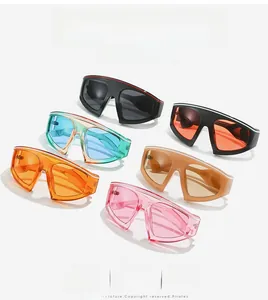 Detail view of large frame sports cycling sunglasses in diverse fashion color options