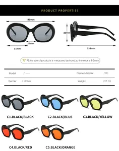 Tableau des tailles et spécifications pour lunettes de soleil ovales en PC