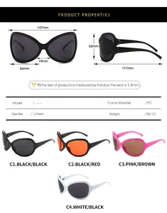 Spécifications de taille pour lunettes de soleil oversize hip hop en quatre couleurs