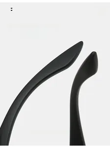 Detail of ergonomic curved mirror legs on matte black cycling sunglasses for comfortable wear