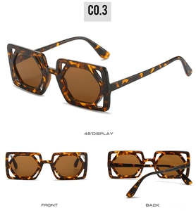 Detailed multi-angle view of oversized tortoiseshell square sunglasses with hollow frames