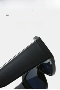 Detail of high-elasticity lightweight black frame sunglasses with durable hinge design