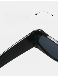 Detail showing durable texture metal hinge on black cat-eye sunglasses for women