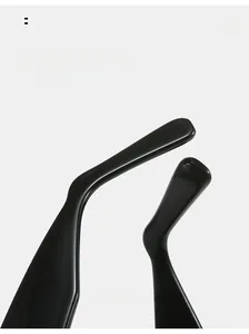 Detail of ergonomic curved temple design on black hip hop sunglasses for comfort