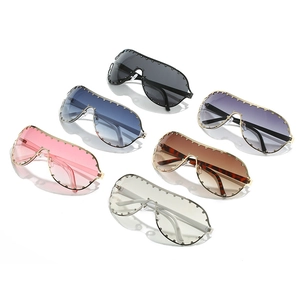 Oversized shield sunglasses for women with rivet accents and assorted frame colors