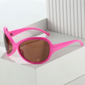 Lunettes de soleil oversize rose vif avec verres marron style vintage Y2K