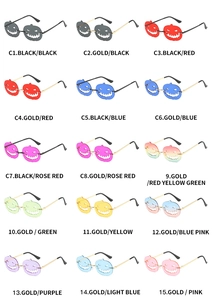 Selection of pumpkin Halloween sunglasses featuring fifteen vibrant lens and frame colors