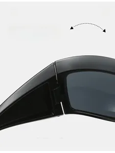 Detail of durable texture hinge on oversized cycling sports sunglasses for smooth folding