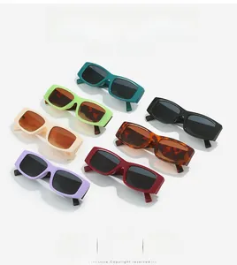 Collection détaillée de lunettes de soleil rectangulaires à monture épaisse colorée