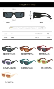 Guide des tailles et spécifications détaillées pour lunettes de soleil rectangulaires rétro
