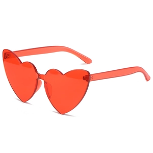 Lunettes De Soleil Sans Monture En Forme De Coeur UV400 Rétro Une Pièce Verres Teintés Couleur Bonbon Mode Accessoire De Fête Unisexe