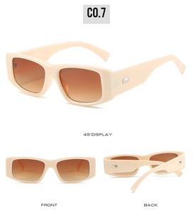 Vues détaillées multi-angles de lunettes de soleil rectangulaires crème aux verres dégradés