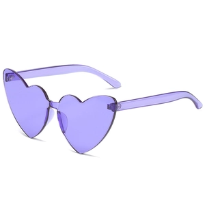 Lunettes de soleil cœur lilas rétro sans monture avec esthétique Y2K en vue latérale