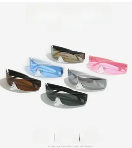 Randlose Y2K Shield-Sonnenbrille mit Sternnieten in sechs verschiedenen Farben