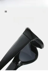 Detail of lightweight super elastic frame and hinges on black sports sunglasses
