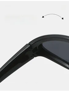 Detail of durable texture hinge on black sports sunglasses for smooth folding