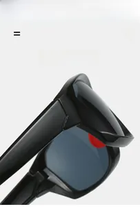 Detail of premium hinge structure on black cycling sunglasses with flexible temples
