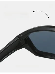 Detail shot of durable texture hinge on black cycling sunglasses with smooth finish